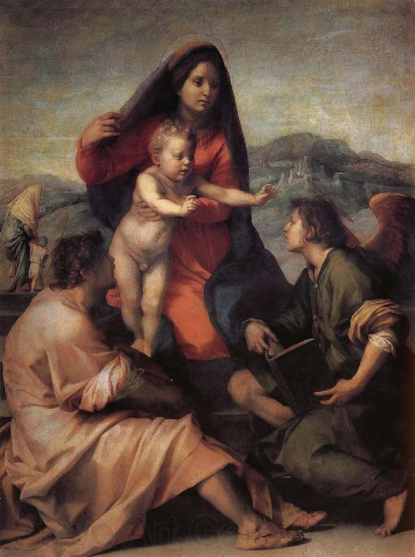 Andrea del Sarto Holy famil and angel France oil painting art